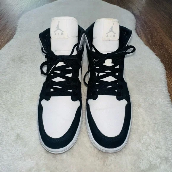 Nike Air Jordan 1 Retro Mid SE Light Steel Grey Canvas Women's Sneakers SIZE 10 - Picture 6 of 7